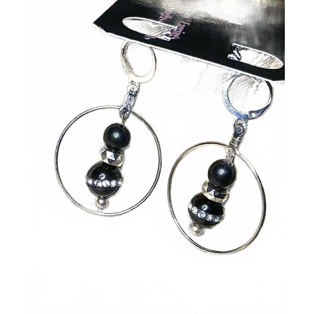Chrome Black Hoop Earrings